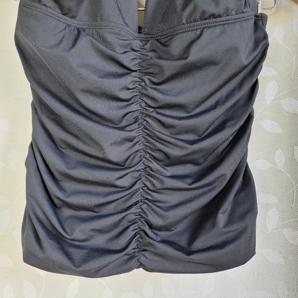 Athleta Harlow Black Halter Ruched Tankini Swim Top | Retro 90s Y2K Swimwear XS - Picture 4 of 16